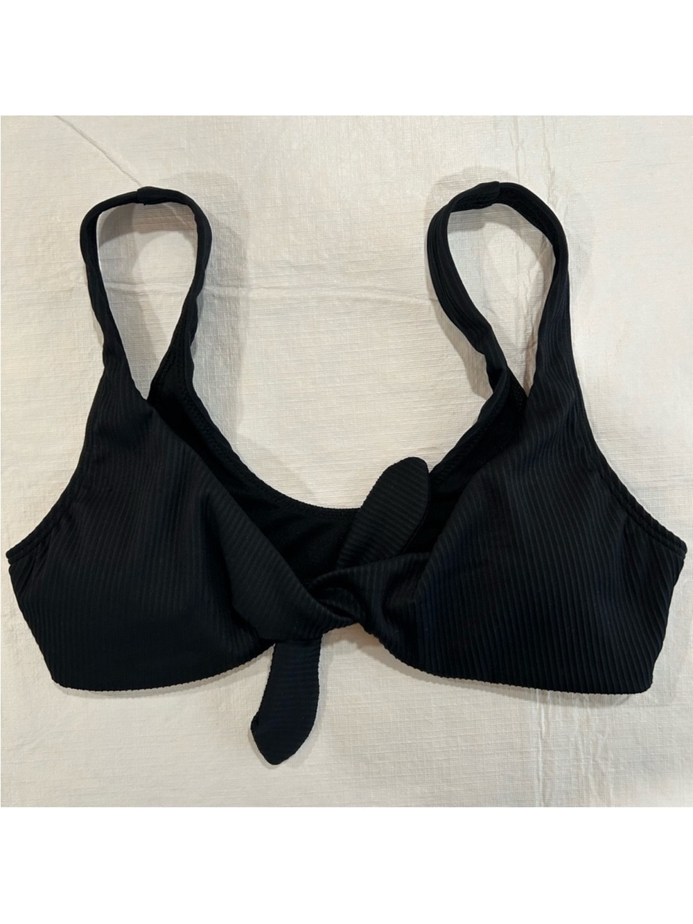 Hollister Black Ribbed Tie Front Swim Top